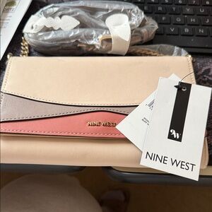 Nine West Women's Cream and Pink Clutch
